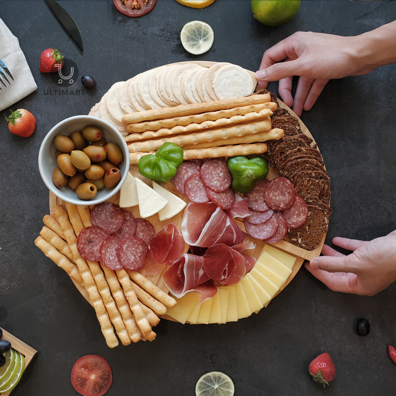 Round Bamboo Charcuterie and Cheese Board